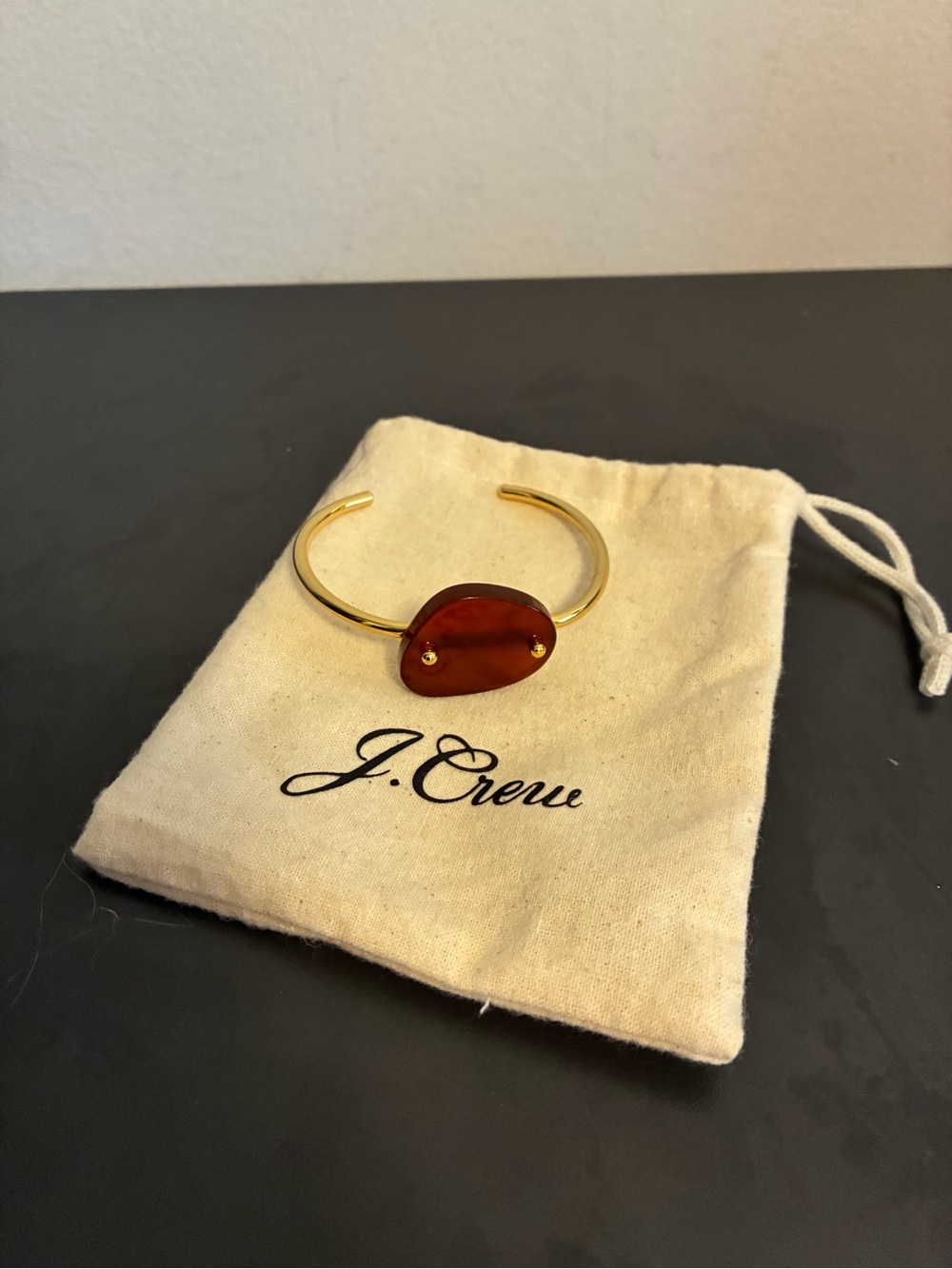 J. Crew Gold Tone Acetate Stone Open Cuff Bangle